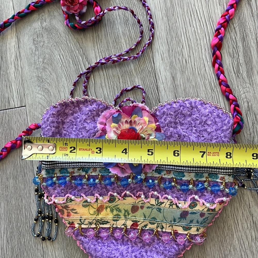 NWT VINTAGE BAG Heart-shaped Handmade Hand-beaded in Aspen CO ROSETTES colorful - Picture 16 of 16